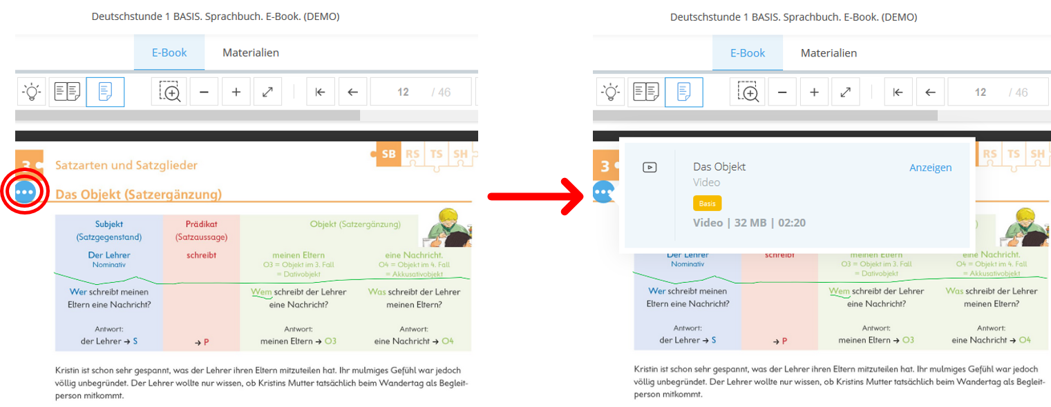 Material-Hotspot in Deutschstunde 1. Basis