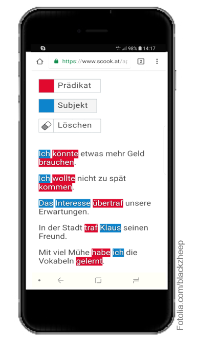 Interaktive Übung auf scook